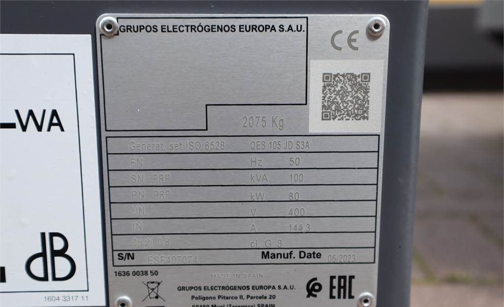 Generatorski set Atlas Copco QES 105 JD S3A ESF Valid inspection, *Guarantee! D: slika Generatorski set Atlas Copco QES 105 JD S3A ESF Valid inspection, *Guarantee! D