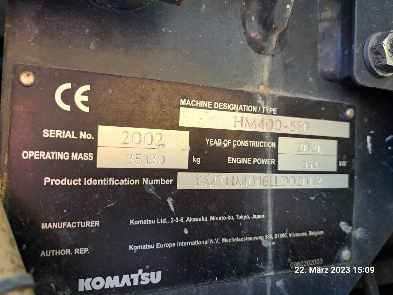 Zglobni istovarivač Komatsu HM 400-5EO: slika Zglobni istovarivač Komatsu HM 400-5EO