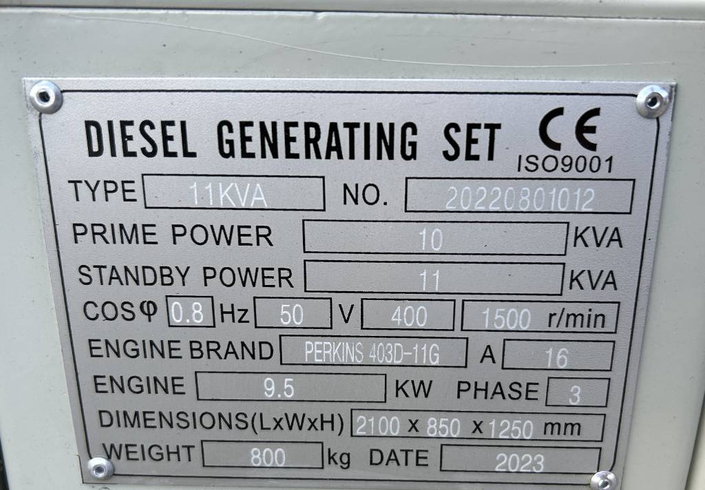 Generatorski set Perkins 403D-11G - 11 kVA Generator - DPX-19799: slika Generatorski set Perkins 403D-11G - 11 kVA Generator - DPX-19799