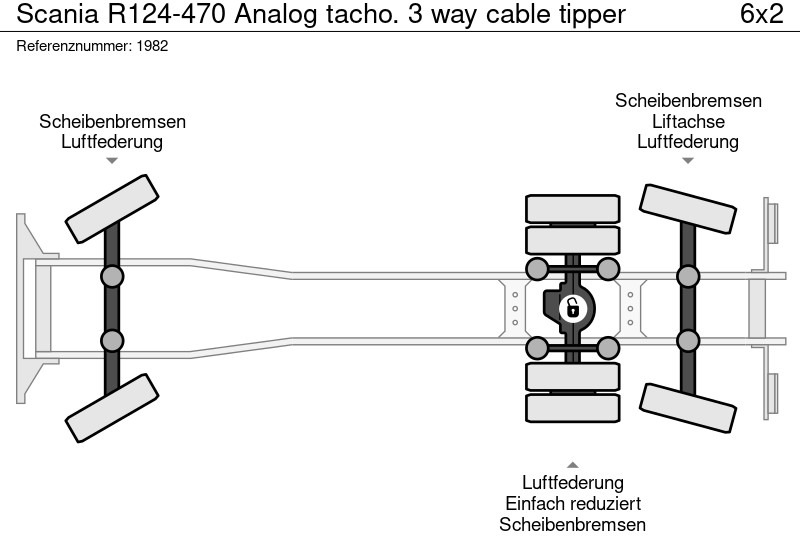 Kamion s kabelskim sustavom Scania R124-470 Analog tacho. 3 way cable tipper: slika Kamion s kabelskim sustavom Scania R124-470 Analog tacho. 3 way cable tipper