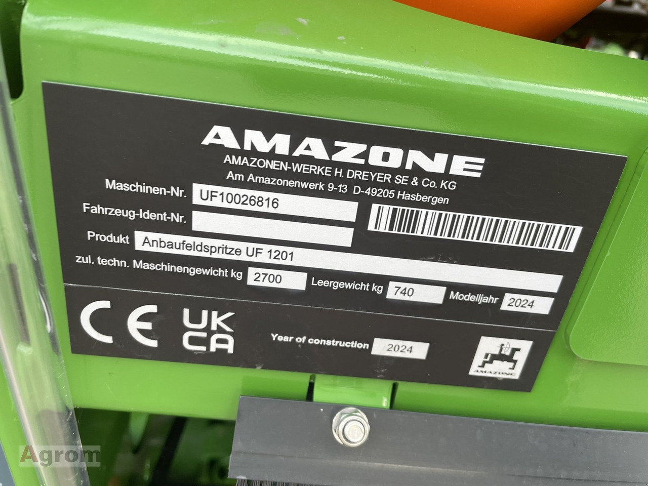 Novi Prskalica za traktor Amazone UF 1201: slika Novi Prskalica za traktor Amazone UF 1201