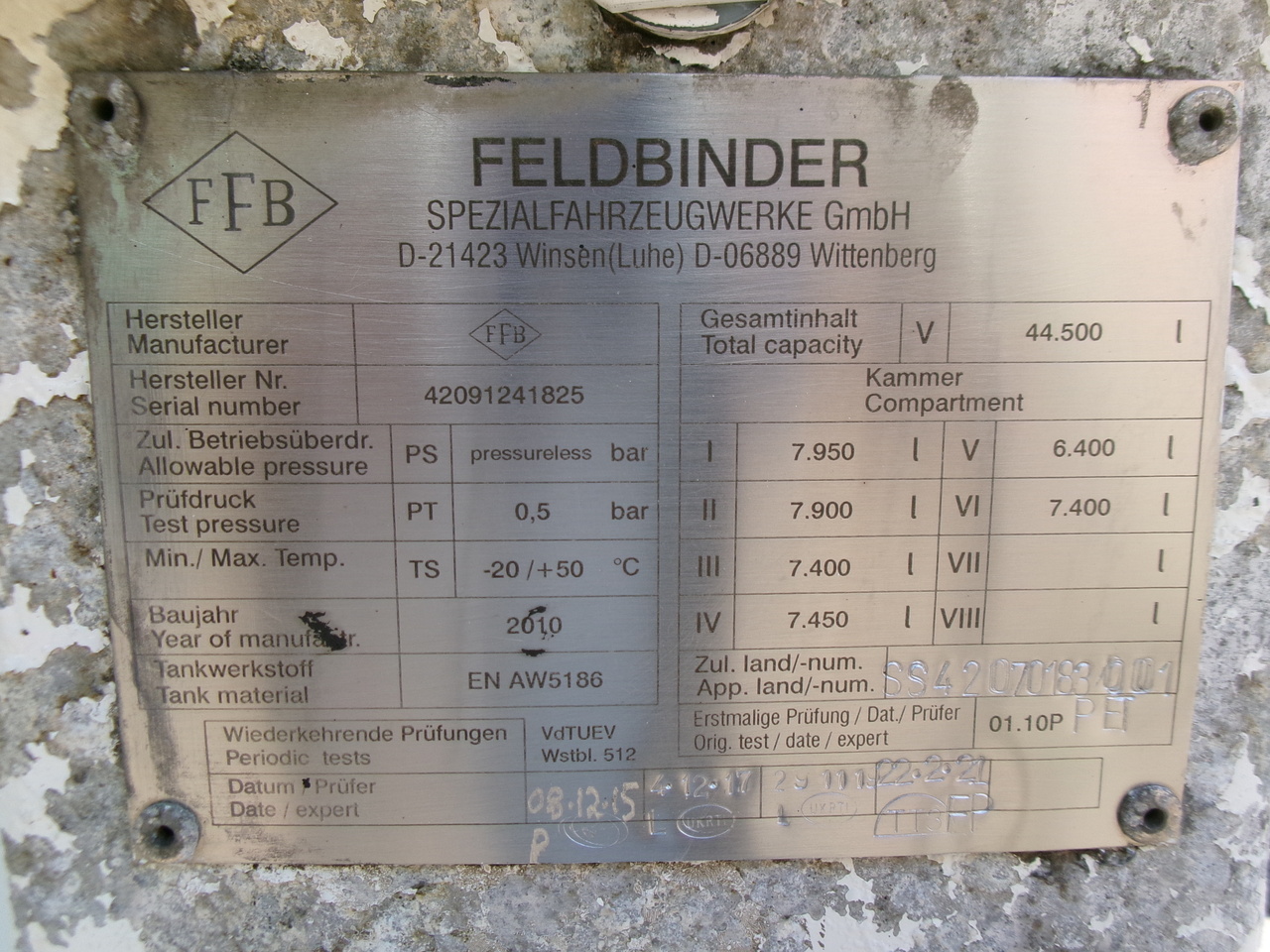 Poluprikolica cisterna za prijevoz goriva Feldbinder Fuel tank alu 42 m3 / / 6 comp + pump: slika Poluprikolica cisterna za prijevoz goriva Feldbinder Fuel tank alu 42 m3 / / 6 comp + pump