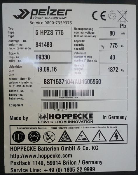 Akumulator HOPPECKE 80 Volt 5 PzS 775 Ah: slika Akumulator HOPPECKE 80 Volt 5 PzS 775 Ah