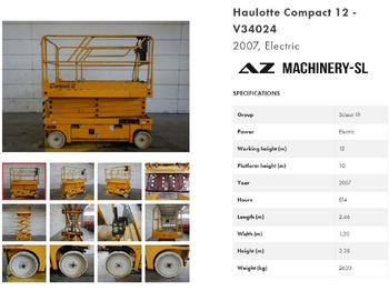 Škarasta podizna platforma HAULOTTE Compact 12