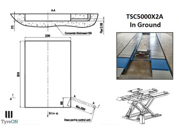 Oprema za radionice TSC5000X2A Alignment scissor lift - In floor - Free wheel lifting system - 5.3 m lightened runways - 5T: slika Oprema za radionice TSC5000X2A Alignment scissor lift - In floor - Free wheel lifting system - 5.3 m lightened runways - 5T