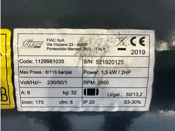 Novi Zračni kompresor Airmec FIAC 2 PK 170 L / min 8 Bar Elektrische Zuigercompressor Overstock: slika Novi Zračni kompresor Airmec FIAC 2 PK 170 L / min 8 Bar Elektrische Zuigercompressor Overstock