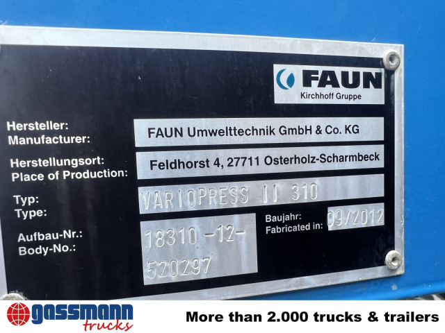 Kamion za odvoz smeća za prijevoz smeća Mercedes-Benz Actros 2032 LA 4x4, Faun Variopress 310 ca.: slika Kamion za odvoz smeća za prijevoz smeća Mercedes-Benz Actros 2032 LA 4x4, Faun Variopress 310 ca.