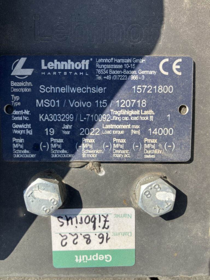 Lehnhoff Schnellwechsler mech. - Brza spojka: slika Lehnhoff Schnellwechsler mech. - Brza spojka Lehnhoff Schnellwechsler mech. - Brza spojka: slika Lehnhoff Schnellwechsler mech. - Brza spojka
