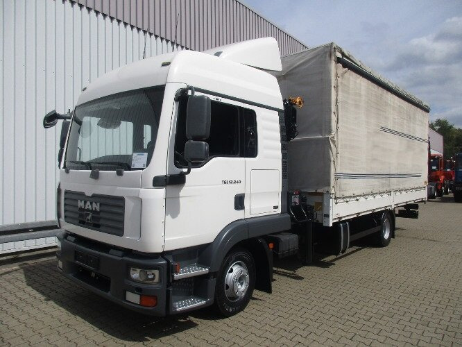 Kamion s kranom, Kamion s ceradom MAN TGL 12.240 BL 4x2 TGL 12.240BL 4x2, mit Kran Hiab 088 mit Funk: slika Kamion s kranom, Kamion s ceradom MAN TGL 12.240 BL 4x2 TGL 12.240BL 4x2, mit Kran Hiab 088 mit Funk