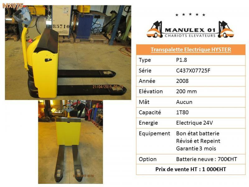 Hyster P1.8 - Paletni viličar: slika Hyster P1.8 - Paletni viličar Hyster P1.8 - Paletni viličar: slika Hyster P1.8 - Paletni viličar