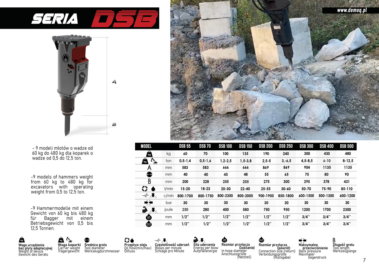 DEMOQ DSB 200 Hydraulic breaker 190 KG - Hidraulični čekić za Bager: slika DEMOQ DSB 200 Hydraulic breaker 190 KG - Hidraulični čekić za Bager DEMOQ DSB 200 Hydraulic breaker 190 KG - Hidraulični čekić za Bager: slika DEMOQ DSB 200 Hydraulic breaker 190 KG - Hidraulični čekić za Bager