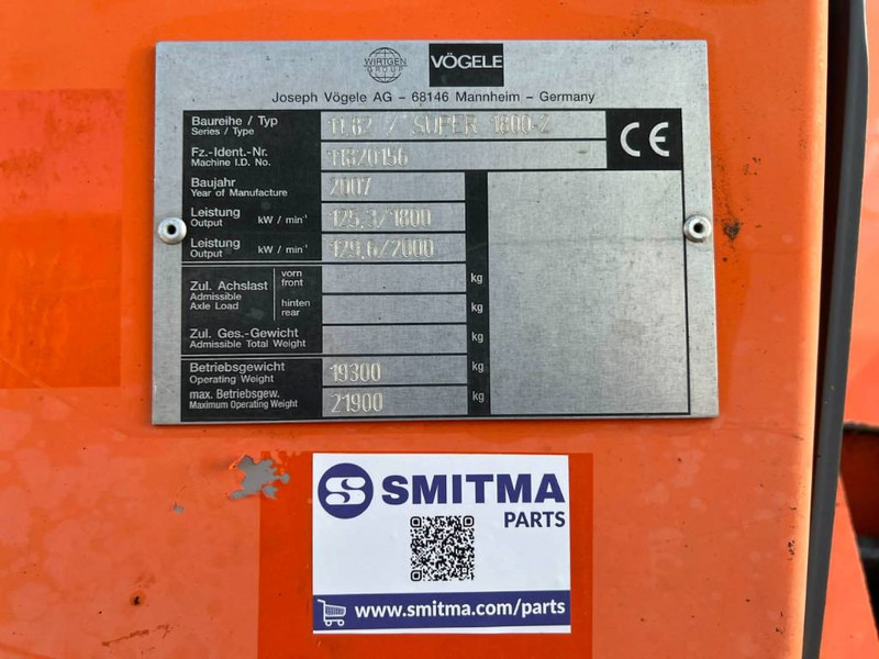 Vögele SUPER 1800-2 - Finišer za asfalt: slika Vögele SUPER 1800-2 - Finišer za asfalt Vögele SUPER 1800-2 - Finišer za asfalt: slika Vögele SUPER 1800-2 - Finišer za asfalt