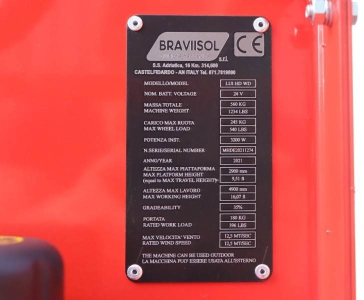 Zglobni krak Bravi LUI HD WD Leonardo New, Electric, 4.90m Working He: slika Zglobni krak Bravi LUI HD WD Leonardo New, Electric, 4.90m Working He