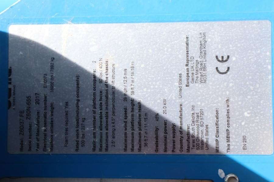 Zglobni krak Genie Z60/37FE Valid Inspection, *Guarantee! Hybrid, 4x4: slika Zglobni krak Genie Z60/37FE Valid Inspection, *Guarantee! Hybrid, 4x4 Zglobni krak Genie Z60/37FE Valid Inspection, *Guarantee! Hybrid, 4x4: slika Zglobni krak Genie Z60/37FE Valid Inspection, *Guarantee! Hybrid, 4x4