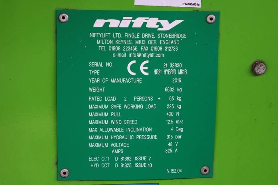 Zglobni krak Niftylift HR21 HYBRID Hybrid, 4x4 Drive, 21m Working Height,: slika Zglobni krak Niftylift HR21 HYBRID Hybrid, 4x4 Drive, 21m Working Height, Zglobni krak Niftylift HR21 HYBRID Hybrid, 4x4 Drive, 21m Working Height,: slika Zglobni krak Niftylift HR21 HYBRID Hybrid, 4x4 Drive, 21m Working Height,