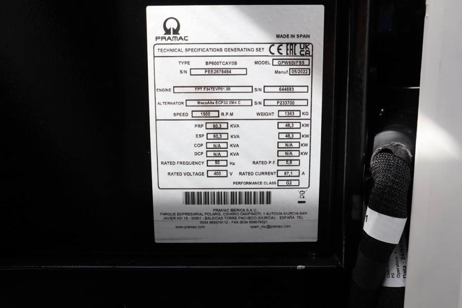 Pramac GPW60I/FS5 Valid inspection, *Guarantee! Diesel, 6 - Generatorski set: slika Pramac GPW60I/FS5 Valid inspection, *Guarantee! Diesel, 6 - Generatorski set Pramac GPW60I/FS5 Valid inspection, *Guarantee! Diesel, 6 - Generatorski set: slika Pramac GPW60I/FS5 Valid inspection, *Guarantee! Diesel, 6 - Generatorski set