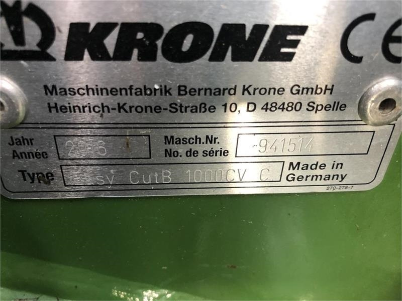 Krone EasyCut B 1000 CV - Kosilica: slika Krone EasyCut B 1000 CV - Kosilica Krone EasyCut B 1000 CV - Kosilica: slika Krone EasyCut B 1000 CV - Kosilica