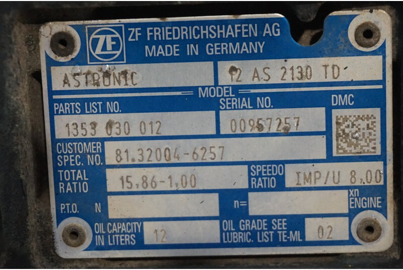 ZF 12AS2130DD TGS 81.32004-6257 - Mjenjač za Kamion: slika ZF 12AS2130DD TGS 81.32004-6257 - Mjenjač za Kamion ZF 12AS2130DD TGS 81.32004-6257 - Mjenjač za Kamion: slika ZF 12AS2130DD TGS 81.32004-6257 - Mjenjač za Kamion