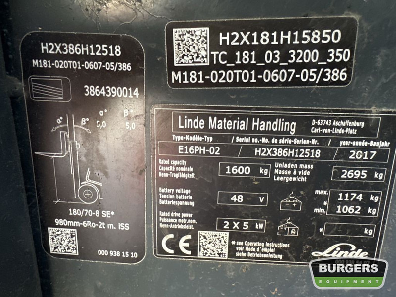 Električni viličar Linde E16PH-02: slika Električni viličar Linde E16PH-02