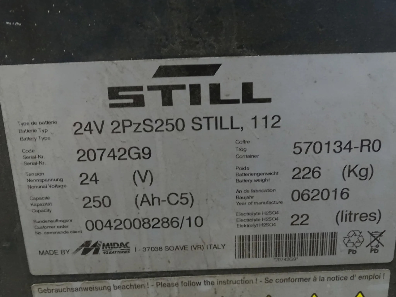 Battery package 2 pieces - Akumulator za Oprema za rukovanje materijalima: slika Battery package 2 pieces - Akumulator za Oprema za rukovanje materijalima Battery package 2 pieces - Akumulator za Oprema za rukovanje materijalima: slika Battery package 2 pieces - Akumulator za Oprema za rukovanje materijalima