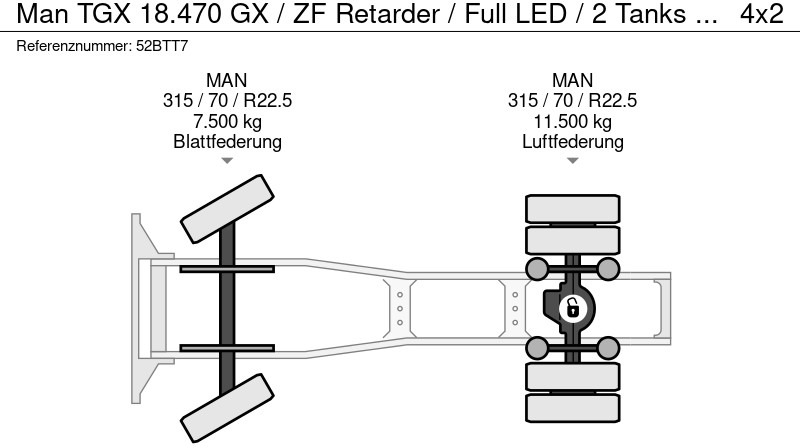 Tegljač MAN TGX 18.470 GX / ZF Retarder / Full LED / 2 Tanks / APK TUV 01-26: slika Tegljač MAN TGX 18.470 GX / ZF Retarder / Full LED / 2 Tanks / APK TUV 01-26