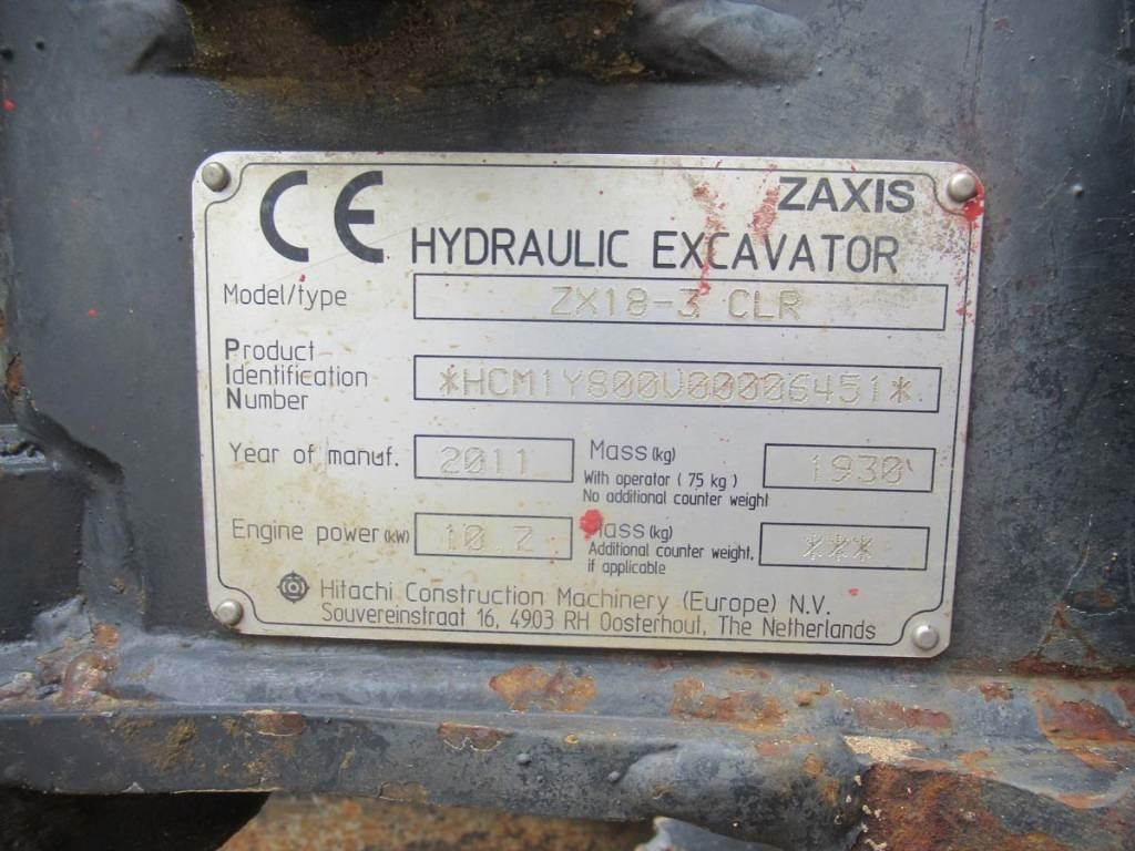 Hitachi ZX 18-3 CLR - Mini bager: slika Hitachi ZX 18-3 CLR - Mini bager Hitachi ZX 18-3 CLR - Mini bager: slika Hitachi ZX 18-3 CLR - Mini bager