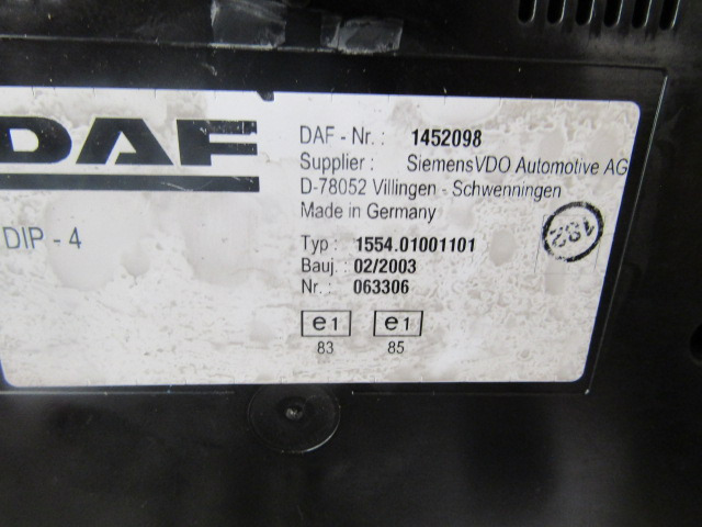 DAF CF65 CLOCK CLUSTER 1452098 - Kabina i unutrašnjost za Kamion: slika DAF CF65 CLOCK CLUSTER 1452098 - Kabina i unutrašnjost za Kamion DAF CF65 CLOCK CLUSTER 1452098 - Kabina i unutrašnjost za Kamion: slika DAF CF65 CLOCK CLUSTER 1452098 - Kabina i unutrašnjost za Kamion