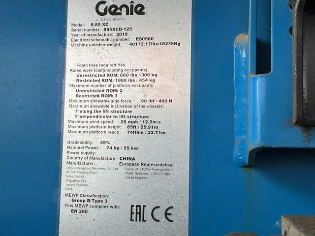 Genie S85 XC - Teleskopski krak: slika Genie S85 XC - Teleskopski krak Genie S85 XC - Teleskopski krak: slika Genie S85 XC - Teleskopski krak