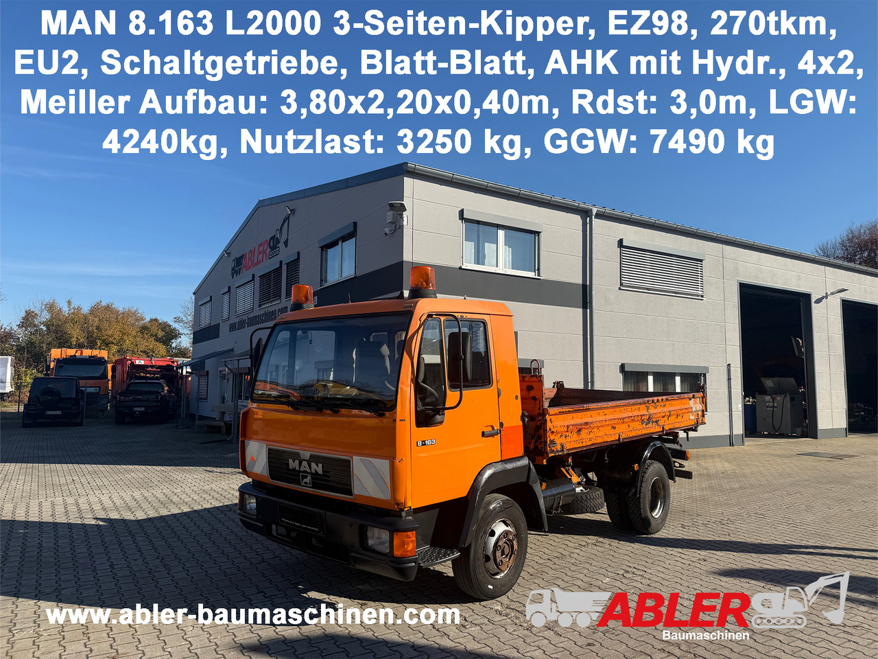MAN 8.163 L2000 3-Seiten-Kipper AHK - Kiper: slika MAN 8.163 L2000 3-Seiten-Kipper AHK - Kiper MAN 8.163 L2000 3-Seiten-Kipper AHK - Kiper: slika MAN 8.163 L2000 3-Seiten-Kipper AHK - Kiper