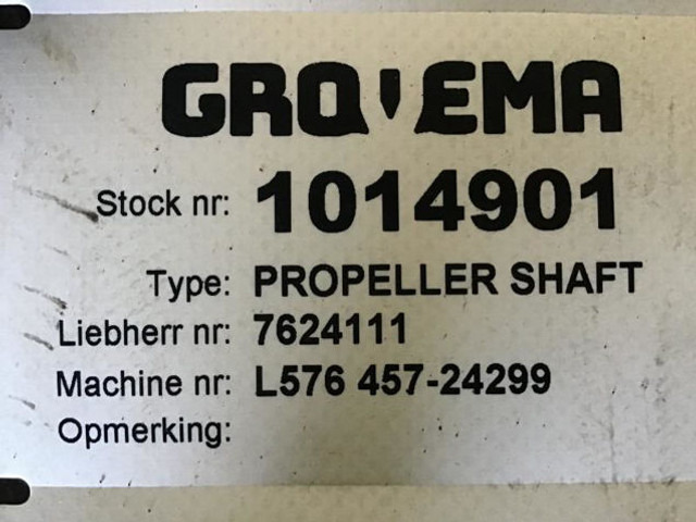 Liebherr Propellor Shaft - Polosovina: slika Liebherr Propellor Shaft - Polosovina Liebherr Propellor Shaft - Polosovina: slika Liebherr Propellor Shaft - Polosovina