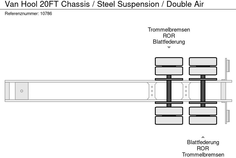 Transporter kontejnera/ Poluprikolica s izmjenjivim sanducima Van Hool 20FT Chassis / Steel Suspension / Double Air: slika Transporter kontejnera/ Poluprikolica s izmjenjivim sanducima Van Hool 20FT Chassis / Steel Suspension / Double Air