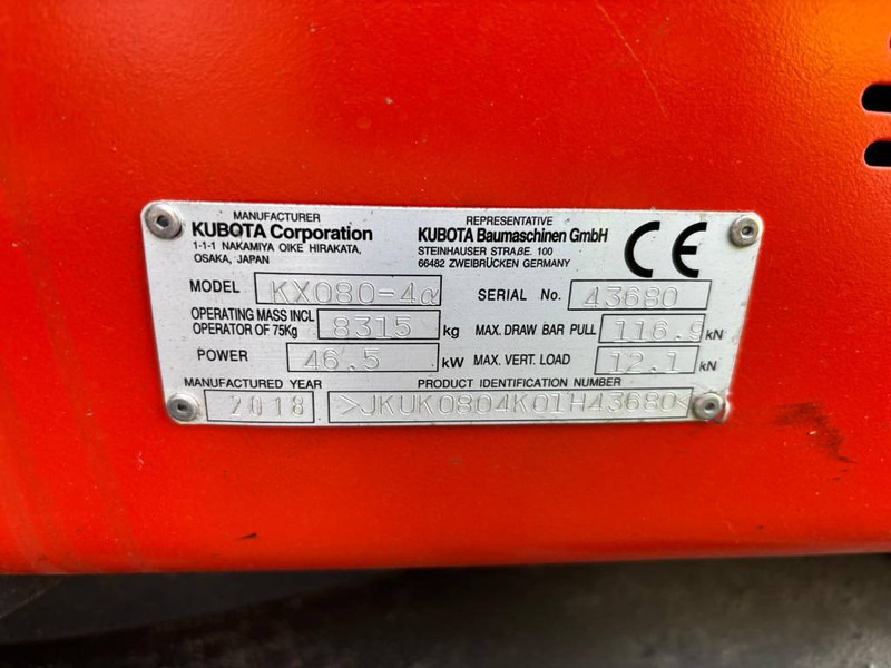 Kubota KX 080-4 - Mini bager: slika Kubota KX 080-4 - Mini bager Kubota KX 080-4 - Mini bager: slika Kubota KX 080-4 - Mini bager
