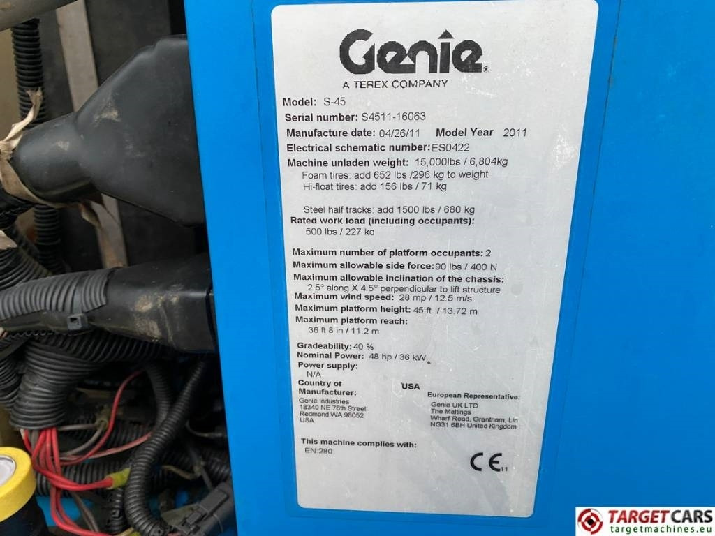 Teleskopski krak Genie S-45 Telescopic 4x4 Diesel Boom Work Lift 1572cm: slika Teleskopski krak Genie S-45 Telescopic 4x4 Diesel Boom Work Lift 1572cm