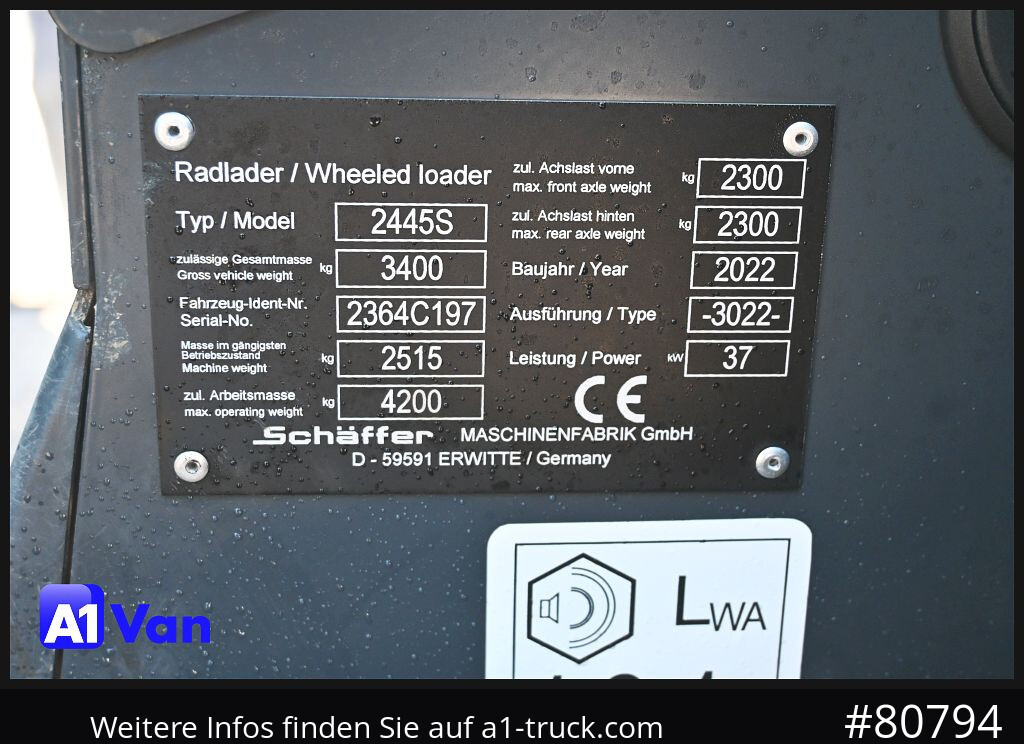 SCHAEFFER Schäffer 2445S Hoflader, Gabel, 127 Bstd. - Utovarivač na kotačima: slika SCHAEFFER Schäffer 2445S Hoflader, Gabel, 127 Bstd. - Utovarivač na kotačima SCHAEFFER Schäffer 2445S Hoflader, Gabel, 127 Bstd. - Utovarivač na kotačima: slika SCHAEFFER Schäffer 2445S Hoflader, Gabel, 127 Bstd. - Utovarivač na kotačima