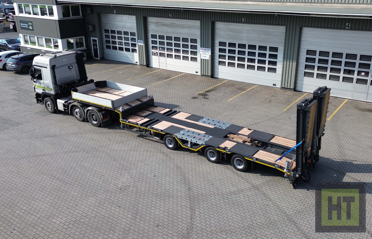 Poluprikolica s niskim utovarivačem Meusburger 3-Achs-Tele-Semi mit 1 Paar Radmulden und hydr. Rampen: slika Poluprikolica s niskim utovarivačem Meusburger 3-Achs-Tele-Semi mit 1 Paar Radmulden und hydr. Rampen