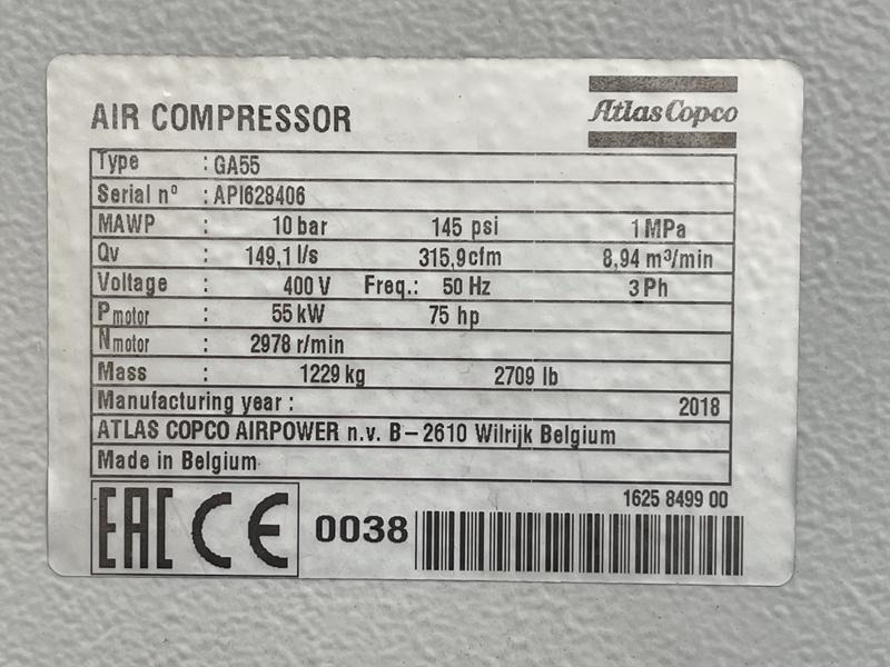 Zračni kompresor Atlas-Copco GA 55: slika Zračni kompresor Atlas-Copco GA 55