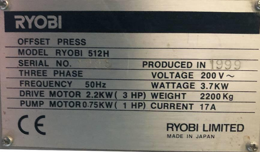 Offset stroj Two colors Ryobi 512 H: slika Offset stroj Two colors Ryobi 512 H