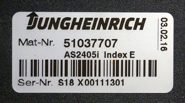 Jungheinrich 51037707 | Rij regeling driving controller AS2405i index E Sw. 1,31 - Upravljačka jedinica (ECU) za Oprema za rukovanje materijalima: slika Jungheinrich 51037707 | Rij regeling driving controller AS2405i index E Sw. 1,31 - Upravljačka jedinica (ECU) za Oprema za rukovanje materijalima Jungheinrich 51037707 | Rij regeling driving controller AS2405i index E Sw. 1,31 - Upravljačka jedinica (ECU) za Oprema za rukovanje materijalima: slika Jungheinrich 51037707 | Rij regeling driving controller AS2405i index E Sw. 1,31 - Upravljačka jedinica (ECU) za Oprema za rukovanje materijalima