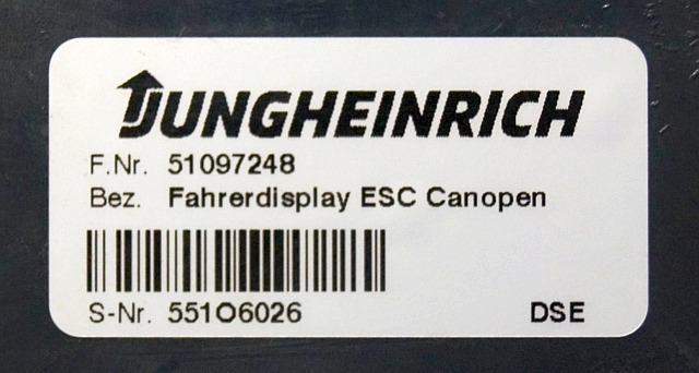 Jungheinrich 51097248 | Display ESC canopen sn. 551O6026 - Ploča s instrumentima za Oprema za rukovanje materijalima: slika Jungheinrich 51097248 | Display ESC canopen sn. 551O6026 - Ploča s instrumentima za Oprema za rukovanje materijalima Jungheinrich 51097248 | Display ESC canopen sn. 551O6026 - Ploča s instrumentima za Oprema za rukovanje materijalima: slika Jungheinrich 51097248 | Display ESC canopen sn. 551O6026 - Ploča s instrumentima za Oprema za rukovanje materijalima