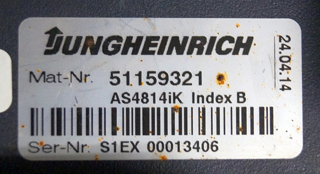 Jungheinrich 51159321 | Rij/hef regeling drive/lifting controller AS4814Ik Index - Upravljačka jedinica (ECU) za Oprema za rukovanje materijalima: slika Jungheinrich 51159321 | Rij/hef regeling drive/lifting controller AS4814Ik Index - Upravljačka jedinica (ECU) za Oprema za rukovanje materijalima Jungheinrich 51159321 | Rij/hef regeling drive/lifting controller AS4814Ik Index - Upravljačka jedinica (ECU) za Oprema za rukovanje materijalima: slika Jungheinrich 51159321 | Rij/hef regeling drive/lifting controller AS4814Ik Index - Upravljačka jedinica (ECU) za Oprema za rukovanje materijalima