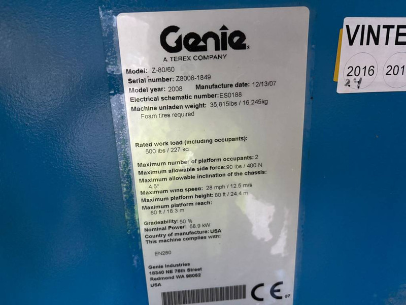 Genie Z 80/60 - Zglobni krak: slika Genie Z 80/60 - Zglobni krak Genie Z 80/60 - Zglobni krak: slika Genie Z 80/60 - Zglobni krak