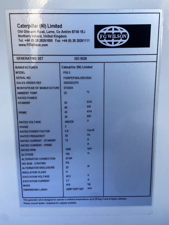 FG Wilson P50-3 - 50 kVA Genset - DPX-16004 - Generatorski set: slika FG Wilson P50-3 - 50 kVA Genset - DPX-16004 - Generatorski set FG Wilson P50-3 - 50 kVA Genset - DPX-16004 - Generatorski set: slika FG Wilson P50-3 - 50 kVA Genset - DPX-16004 - Generatorski set