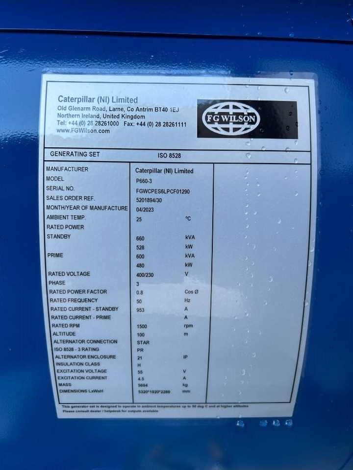 FG Wilson P660-3 - 660 kVA Genset - DPX-16022 - Generatorski set: slika FG Wilson P660-3 - 660 kVA Genset - DPX-16022 - Generatorski set FG Wilson P660-3 - 660 kVA Genset - DPX-16022 - Generatorski set: slika FG Wilson P660-3 - 660 kVA Genset - DPX-16022 - Generatorski set