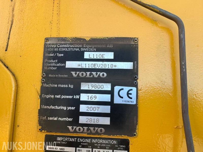 2007 Volvo L110E HJULLASTER - 11000 Timer - Utovarivač na kotačima: slika 2007 Volvo L110E HJULLASTER - 11000 Timer - Utovarivač na kotačima 2007 Volvo L110E HJULLASTER - 11000 Timer - Utovarivač na kotačima: slika 2007 Volvo L110E HJULLASTER - 11000 Timer - Utovarivač na kotačima