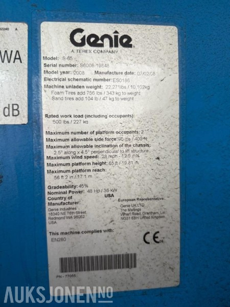 2008 Genie S-65 Teleskopisk bomlift - 4x4 - Podizna platforma: slika 2008 Genie S-65 Teleskopisk bomlift - 4x4 - Podizna platforma 2008 Genie S-65 Teleskopisk bomlift - 4x4 - Podizna platforma: slika 2008 Genie S-65 Teleskopisk bomlift - 4x4 - Podizna platforma