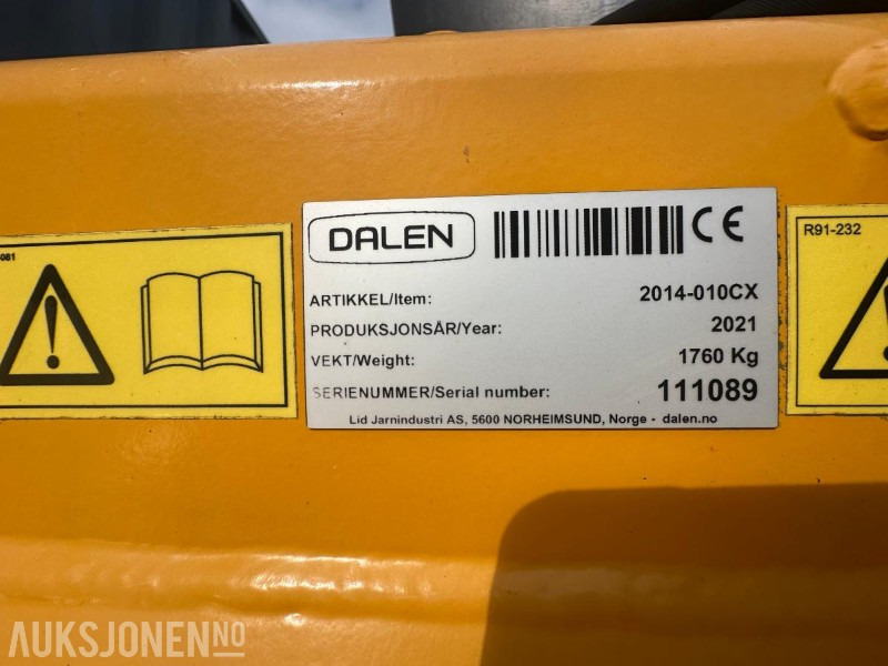 Poljoprivredni strojevi 2021 Dalen 2014-010CX Snøfres til traktor - For frontmontering: slika Poljoprivredni strojevi 2021 Dalen 2014-010CX Snøfres til traktor - For frontmontering