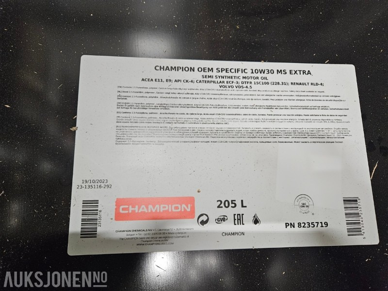 205 liter Olje - Champion OEM Specific 10W30 MS Extra - Priključak za Građevinski strojevi: slika 205 liter Olje - Champion OEM Specific 10W30 MS Extra - Priključak za Građevinski strojevi 205 liter Olje - Champion OEM Specific 10W30 MS Extra - Priključak za Građevinski strojevi: slika 205 liter Olje - Champion OEM Specific 10W30 MS Extra - Priključak za Građevinski strojevi