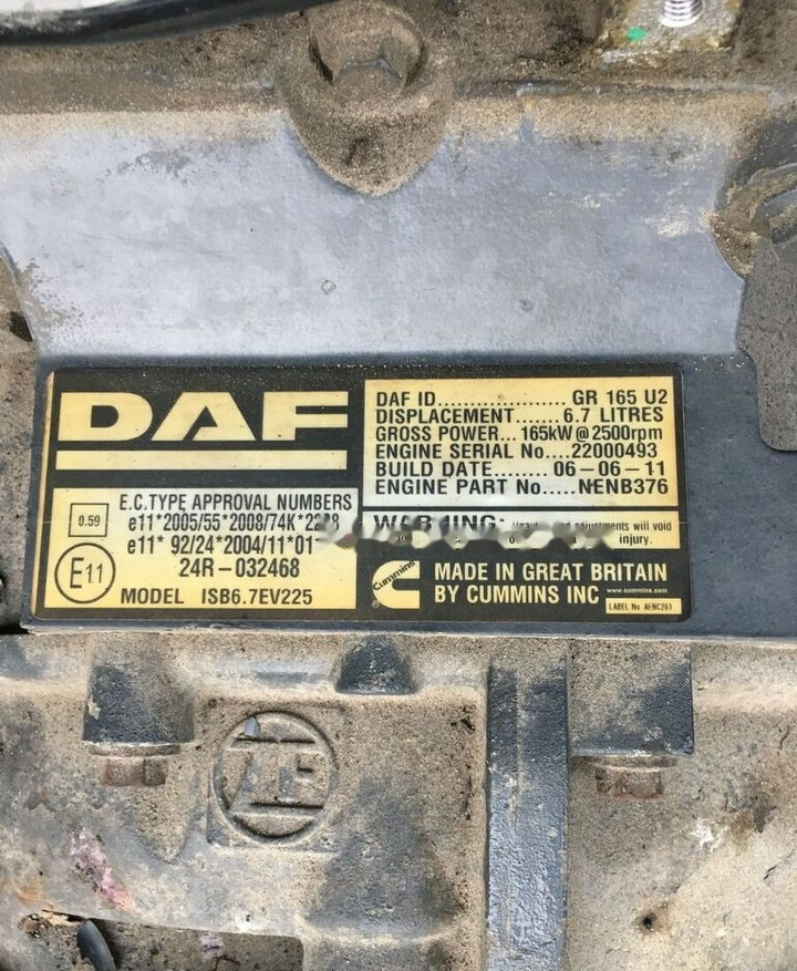 DAF Paccar GR 165 U2 DAF CF, LF - Motor za Kamion: slika DAF Paccar GR 165 U2 DAF CF, LF - Motor za Kamion DAF Paccar GR 165 U2 DAF CF, LF - Motor za Kamion: slika DAF Paccar GR 165 U2 DAF CF, LF - Motor za Kamion