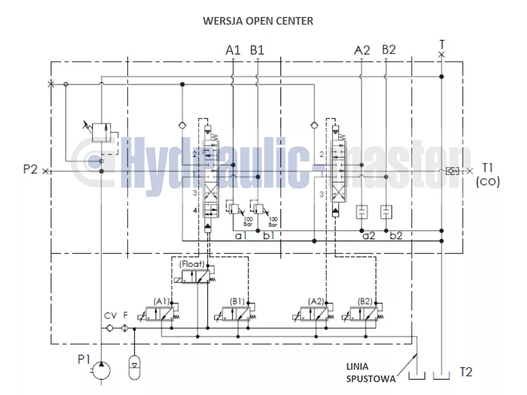Prednji utovarivač za traktor za Kamion Joystick + AKON LVM92 Proportional Valve 90 L/Min 2 Sections for Loader, Closed: slika Prednji utovarivač za traktor za Kamion Joystick + AKON LVM92 Proportional Valve 90 L/Min 2 Sections for Loader, Closed