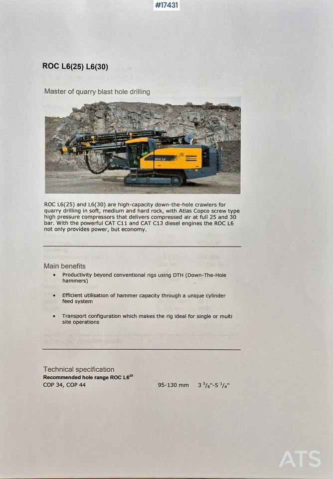Atlas Copco ROC L6/25 drill rig (2011) - Platforma za bušenje: slika Atlas Copco ROC L6/25 drill rig (2011) - Platforma za bušenje Atlas Copco ROC L6/25 drill rig (2011) - Platforma za bušenje: slika Atlas Copco ROC L6/25 drill rig (2011) - Platforma za bušenje